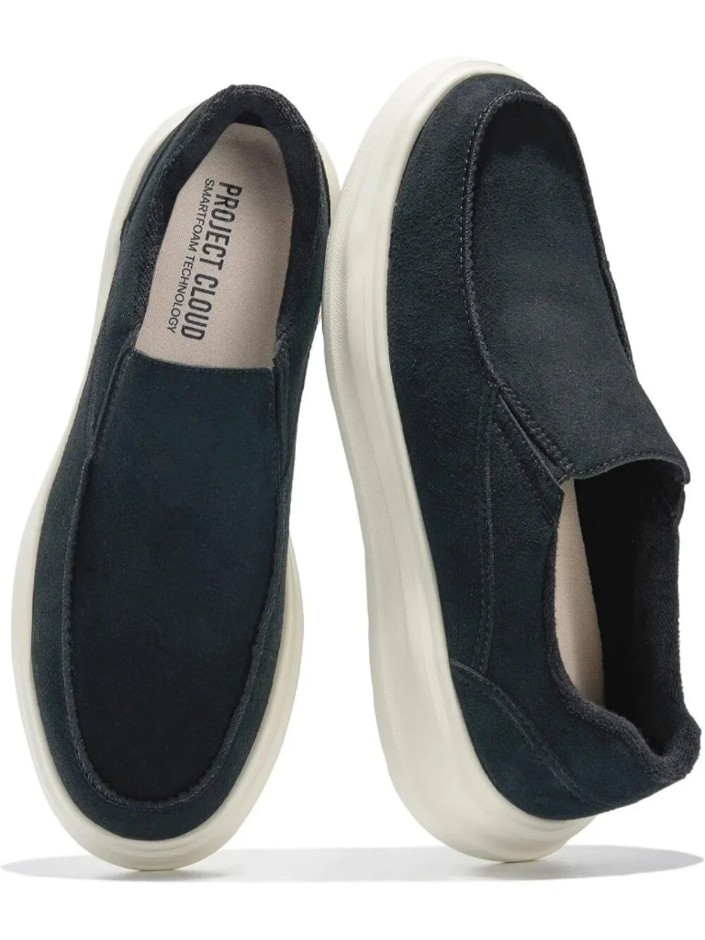 🆕Men Black Off White Suede Venetian Slip On Loafers Smart Foam Cushioned Shoes